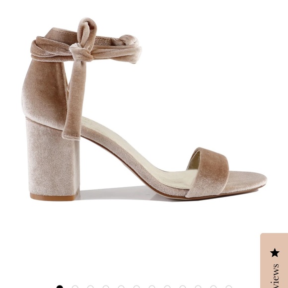 Forever Soles- Nude/Tan Velvet Sister Heels- Size 8 with lace up strap - Picture 1 of 7
